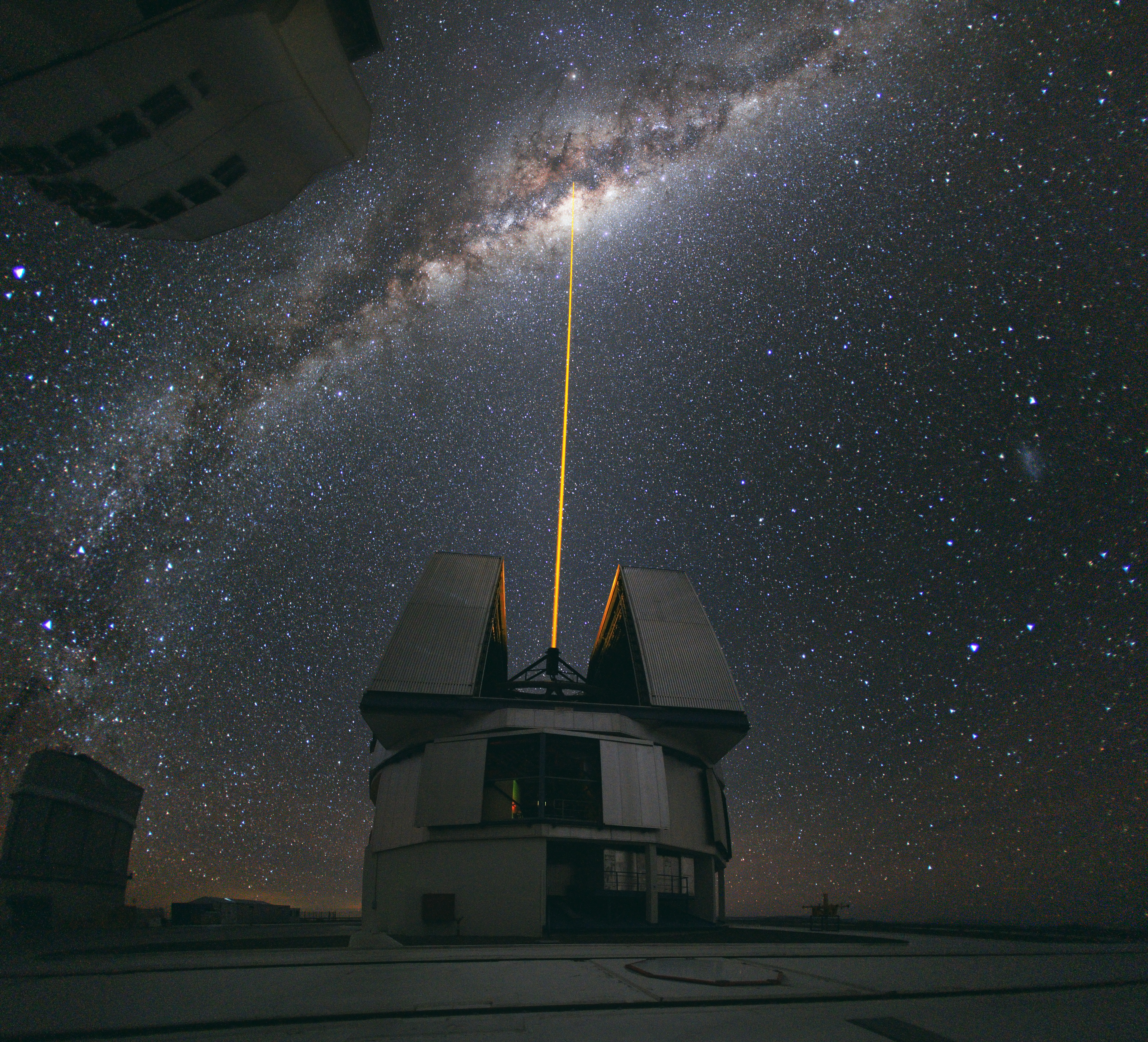 A laser beam fired from a European Southern Observatory telescope towards the centre of the Milky Way